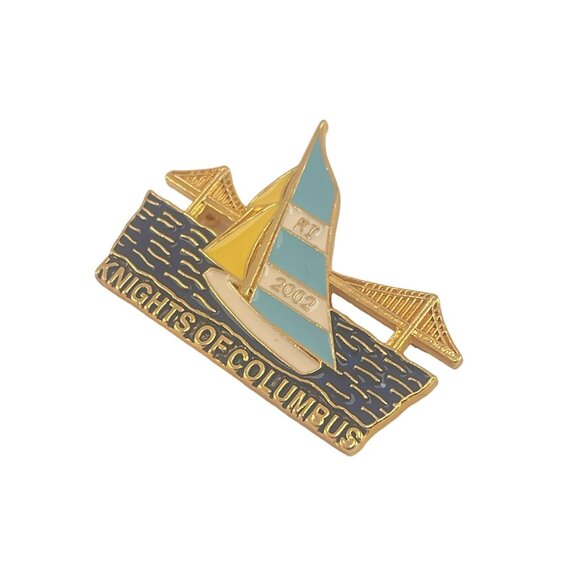 Knights Of Columbus 2002 Enamel Pin Sailboat & Bridge Design - Picture 3 of 6